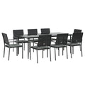 vidaXL 9-Piece Patio Dining Set - Weather-Resistant PE Rattan and Steel Frame - Outdoor Garden Furniture with Tempered Glass Tabletop and Comfortable Cushions