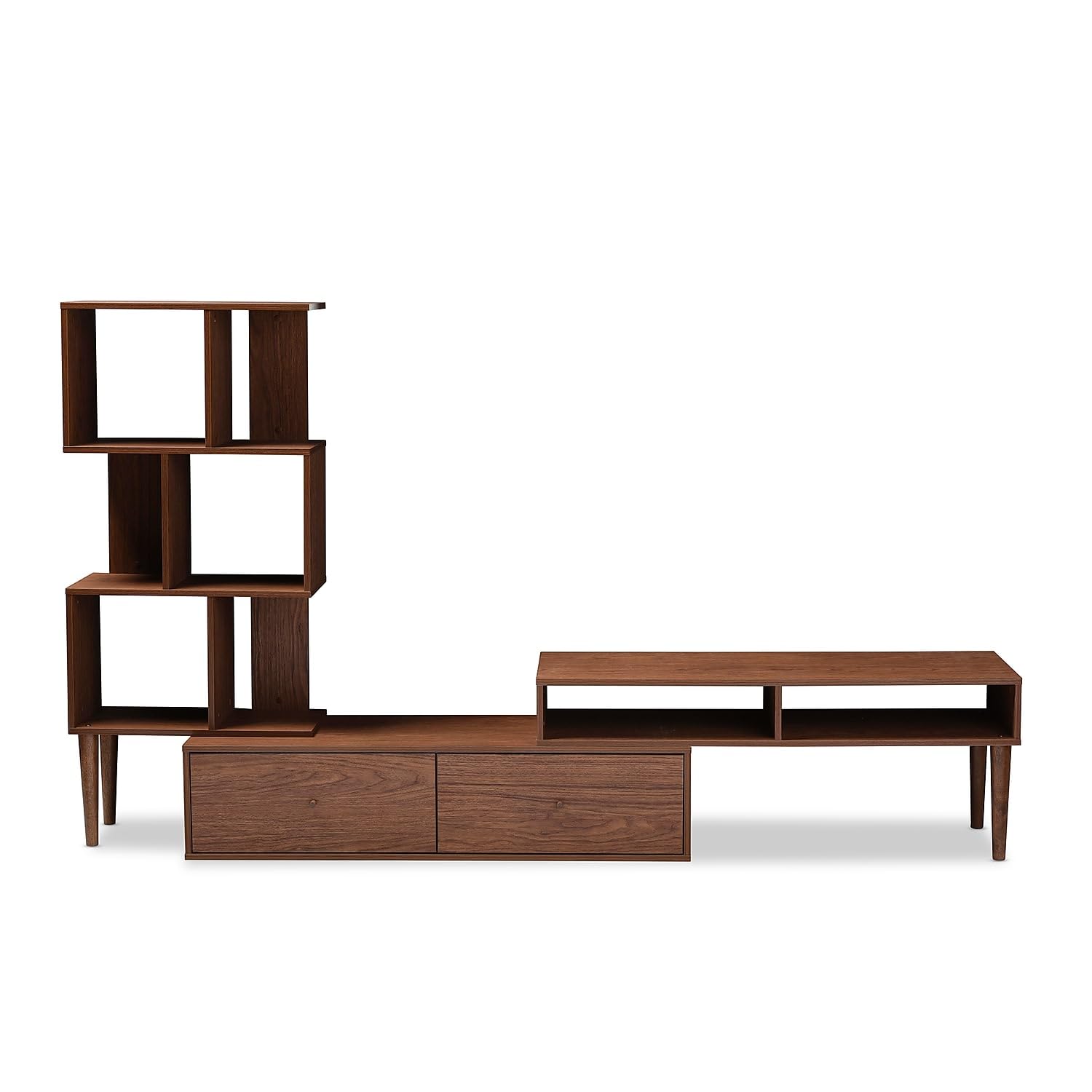 Baxton Studio Haversham Wood Tv Stand, Screens Up To 40-Inch, Walnut Brown (121-6784-Hit)