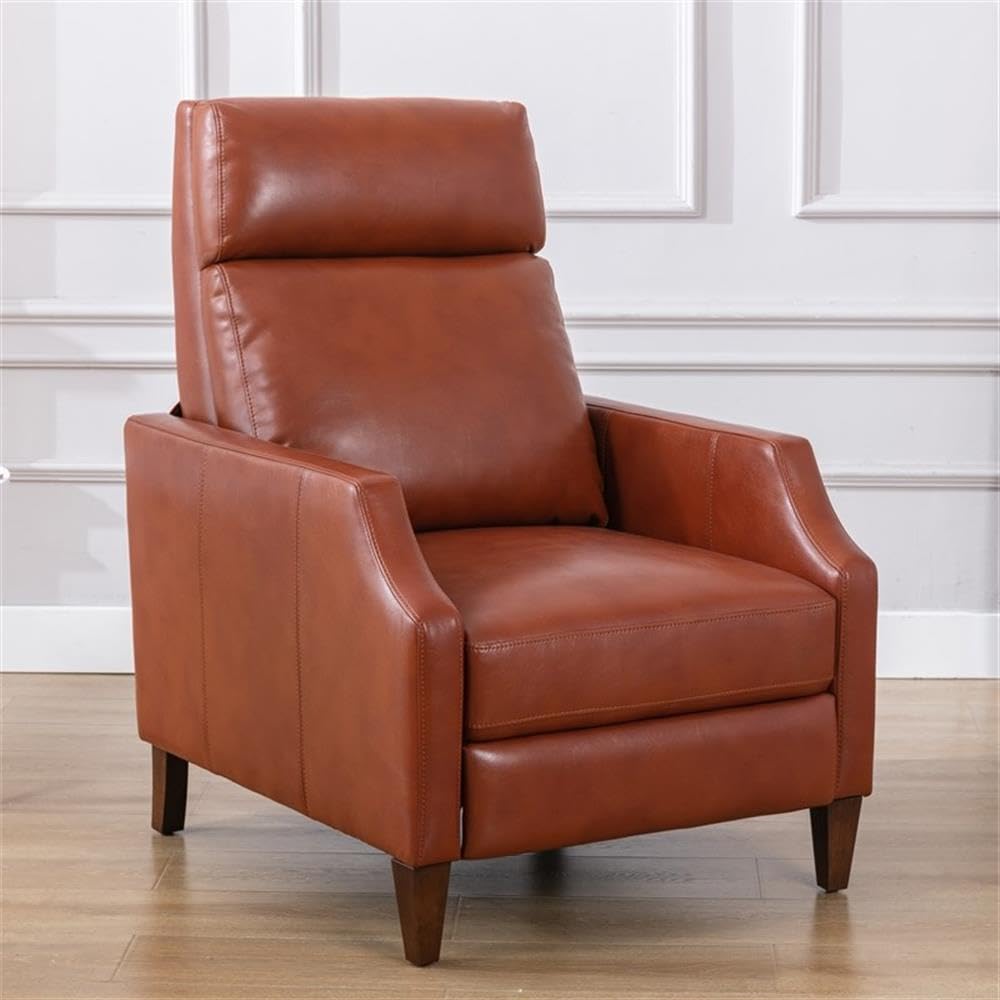 Comfort Pointe Balantyne Caramel Faux Leather Push Back Recliner with Wooden Legs