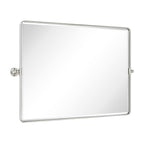 TEHOME 40x30'' Brushed Nickel Horizontal Pivot Mirror 30x40'' Metal Framed Rectangle Tilting Beveled Vanity Mirrors for Wall