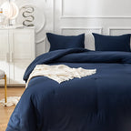 Karever Navy Comforter Full Size Navy Blue Bedding Set Dark Navy Blue Comforter Set 3 Pieces 1 Comforter With 2 Pillowcases