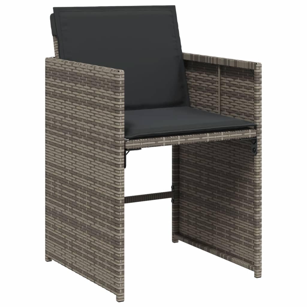 vidaXL Garden Chairs with Cushions 4 Pieces Grey Polyrattan