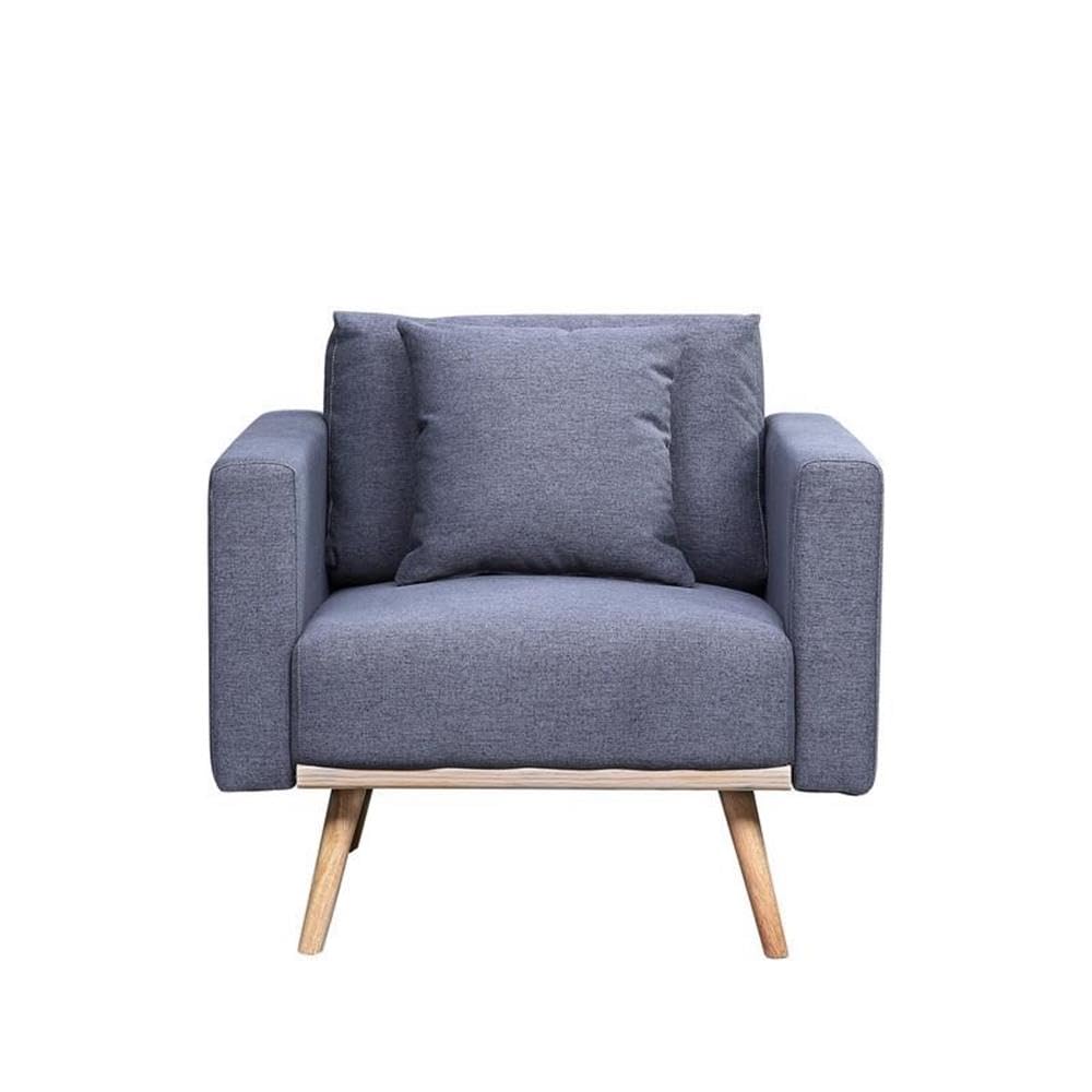 Lilola Home Easton Dark Gray Linen Fabric Chair with USB Charging Ports Pockets & Pillows
