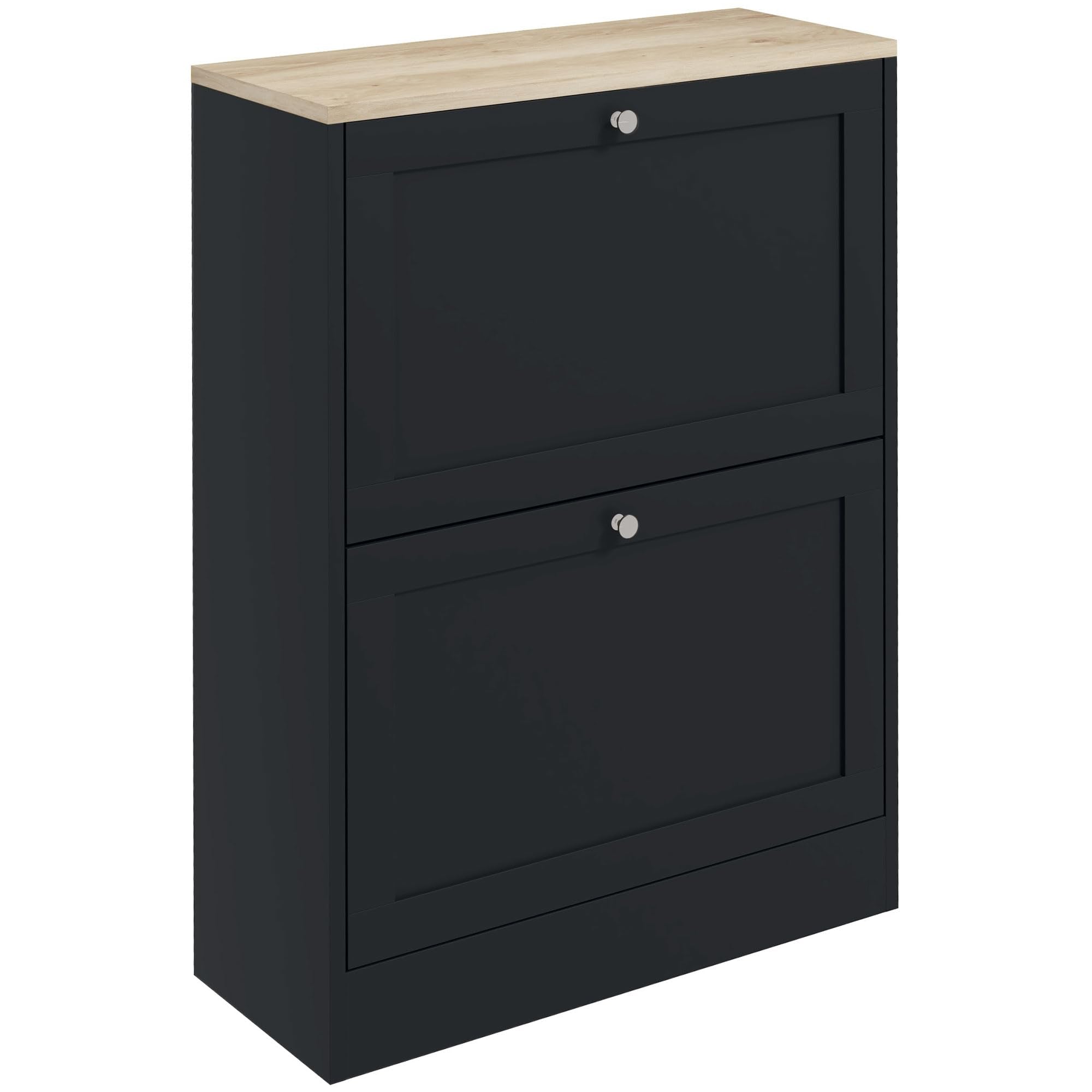 HOMCOM Slim Shoe Cabinet for Entryway, Modern Hidden Shoe Storage Cabinet with 2 Flip Drawers and Adjustable Shelves for 12 Pair