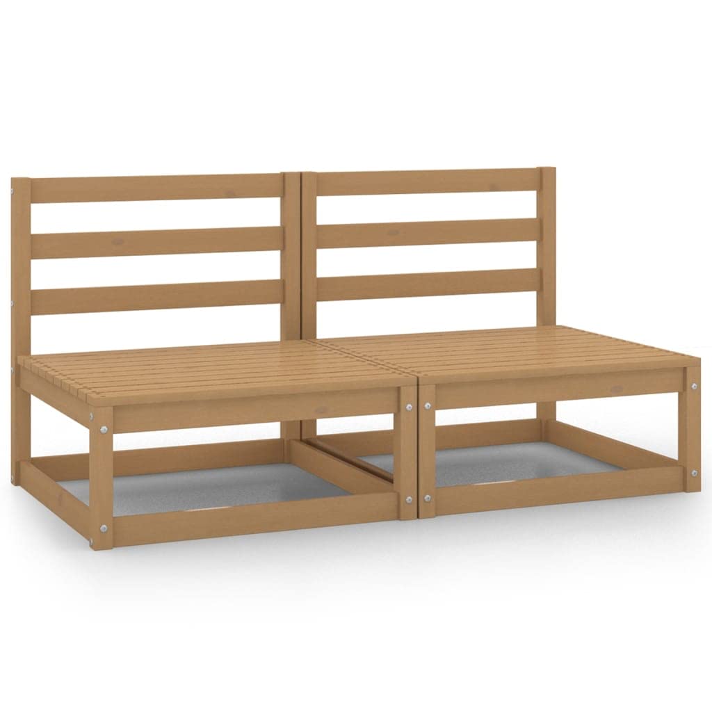vidaXL Garden Middle Sofas 2 pcs Honey Brown Solid Wood Pine