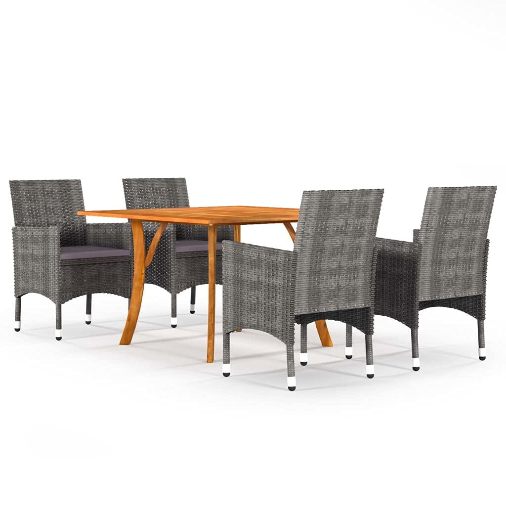 vidaXL Patio Dining Set 5 Piece Outdoor Garden Terrace Yard Patio Table and Chair Seating Seat Sitting Chair Dining Set Furniture Gray