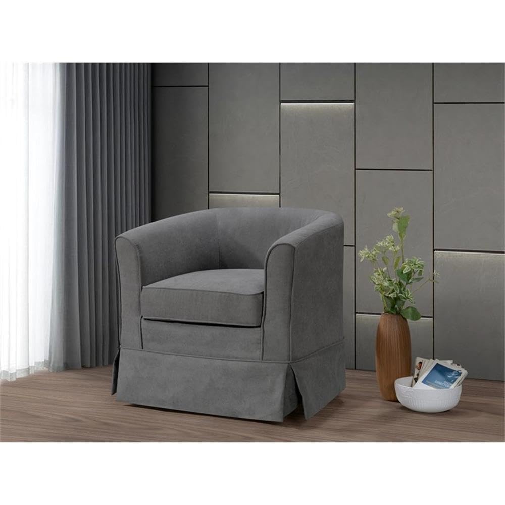 Lilola Home Tucker Gray Woven Fabric Swivel Barrel Chair