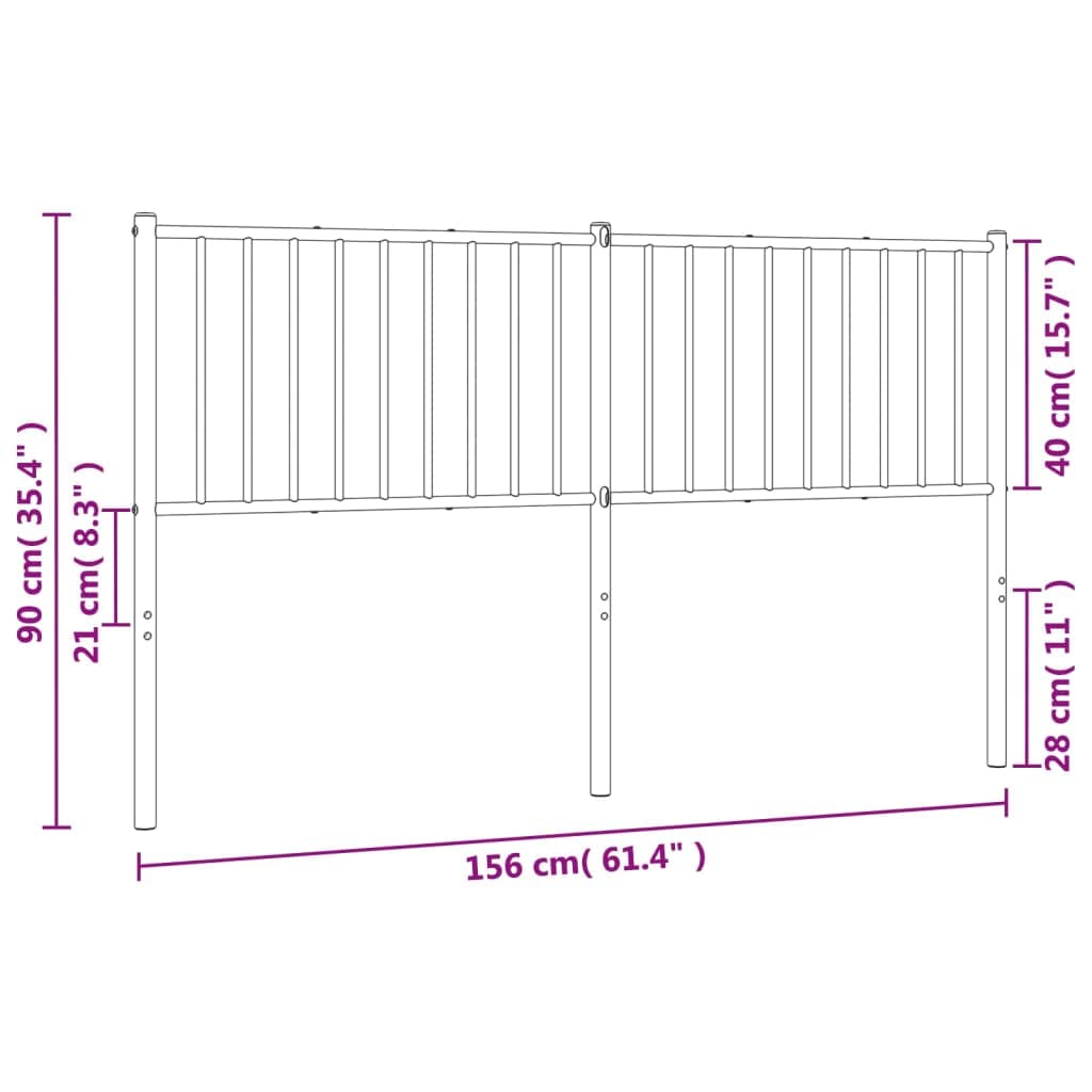 vidaXL Black Metal Headboard ?Classic Styling, Powder-Coated Steel, Excellent Back Support, Sturdy and Stable Legs, Easy Assembly, 59.1" Mattress Width Suitable.
