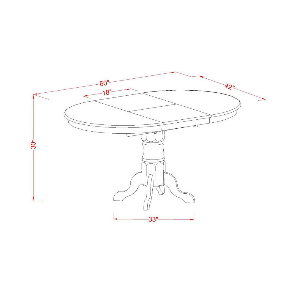 East West Furniture KET-ESP-TP Kenley Dining Room Table - an Oval Solid Wood Table Top with Butterfly Leaf & Pedestal Base, 42x60 Inch, Espresso