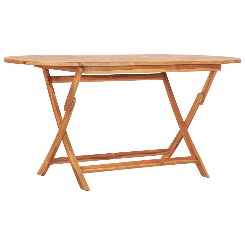 vidaXL Solid Teak Wood 7-Piece Patio Dining Set - Folding Table and Chairs - Durable Outdoor Garden Terrace Furniture Set with Fine Sanded Finish - Weather Resistant - Easy Assembly