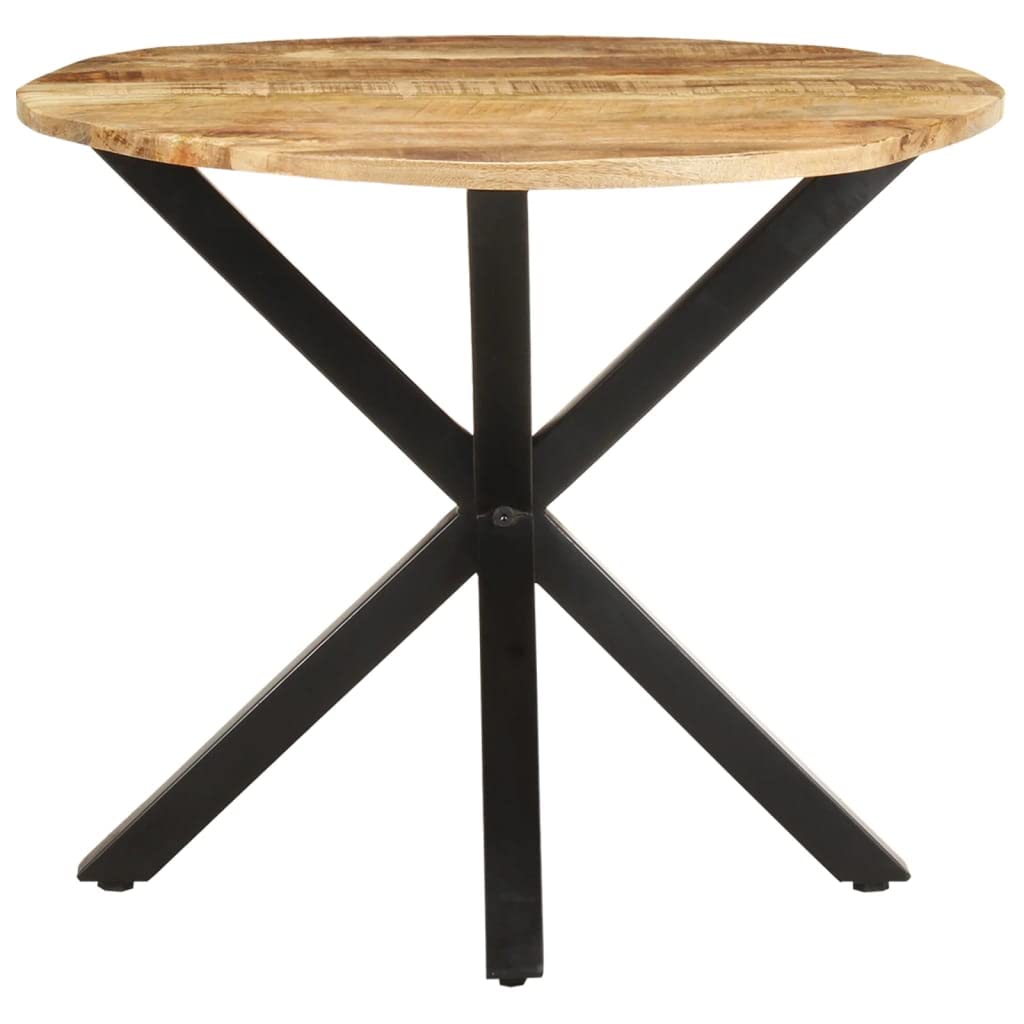 vidaXL Industrial Side Table, 26.8"x26.8"x22", Solid Mango Wood, Powder-Coated Iron Legs, Round, Brown, Sturdy, Unique Craftsmanship, Assembly Required