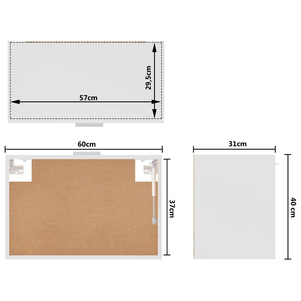 vidaXL Wall cabinet 60x31x40 cm chipboard white