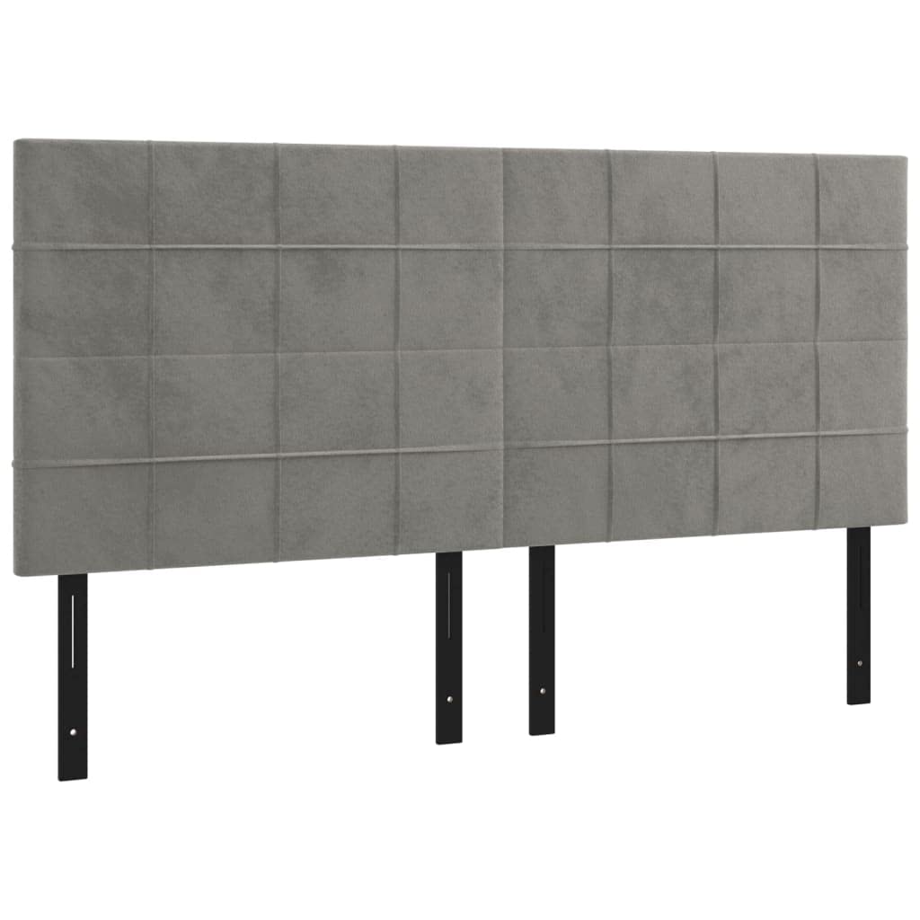 Vidaxl 4X Headboards Home Indoor Bed Accessory Bedroom Upholstered Headboard Bed Header Furniture Light Gray 39.4"X2"X30.7"/34.6" Velvet