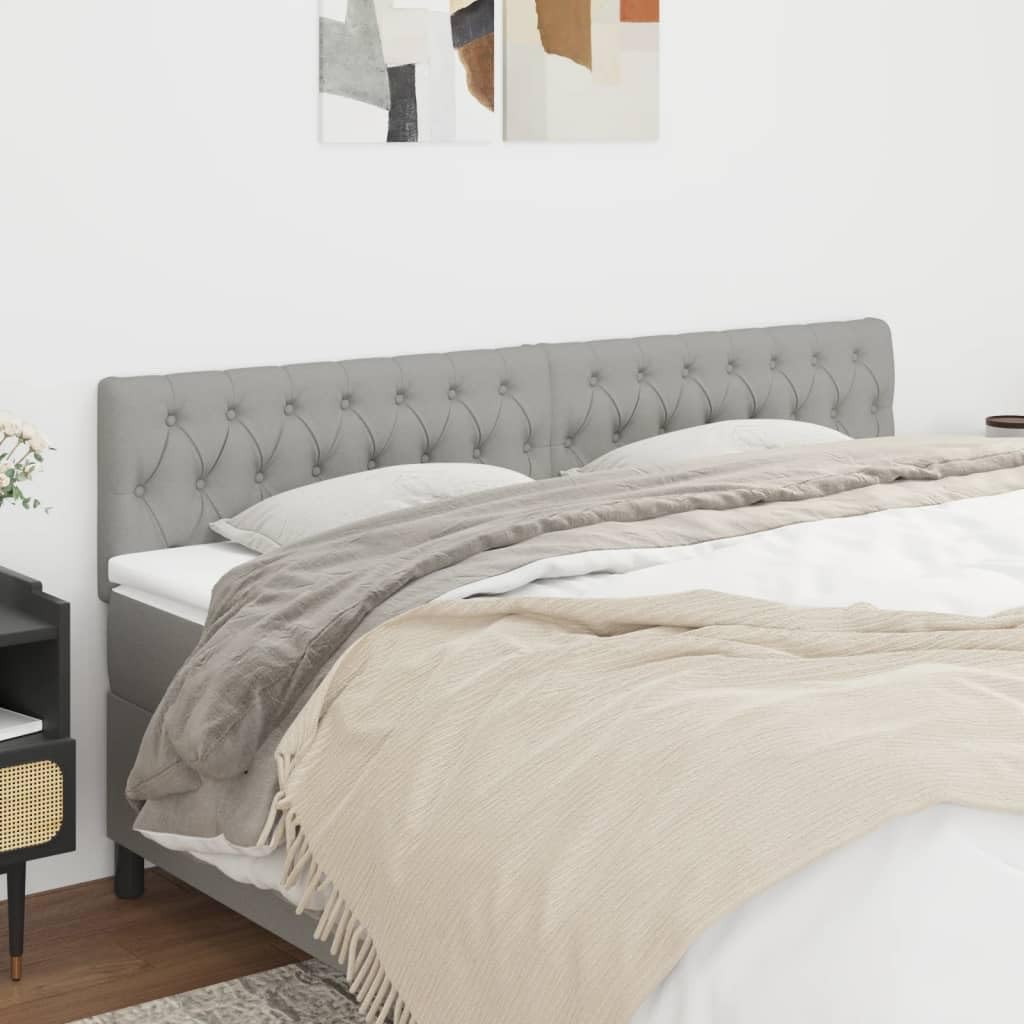 vidaXL Fabric Headboards, Light Gray, 35.4"x2.8"x30.7"/34.6", Engineered Wood and Solid Larch Wood, Foam-Filled, Classic Design, Set of 2