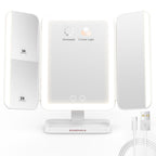EASEHOLD Rechargeable Vanity Mirror with Lights, 116 LEDs Makeup Mirror, 3-Color Lighted Makeup Mirror, 2X/3X/10X Magnification,