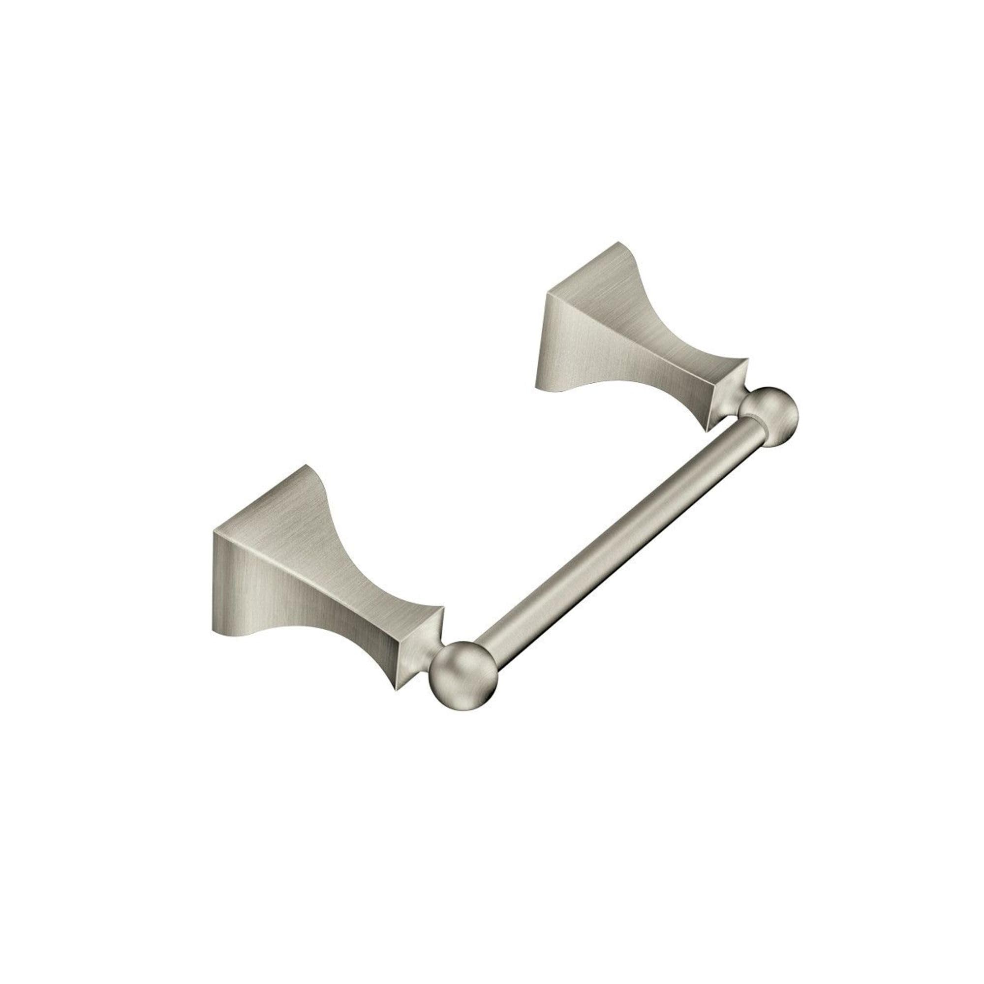 Moen Retreat Brushed Nickel Double Post Pivoting Toilet Paper Holder, Wall Mounted Toilet Roll Holder, Dn8308Bn