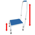 Adjustastep(Tm) Deluxe Step Stool/Footstool With Handle/Handrail, Height Adjustable. 2 Products In 1. Modern White/Blue Design.