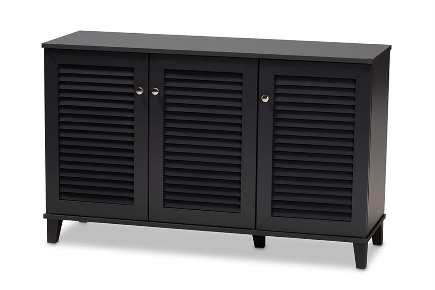 Baxton Studio Coolidge Contemporary Wood 8-Shelf Shoe Cabinet In Dark Gray
