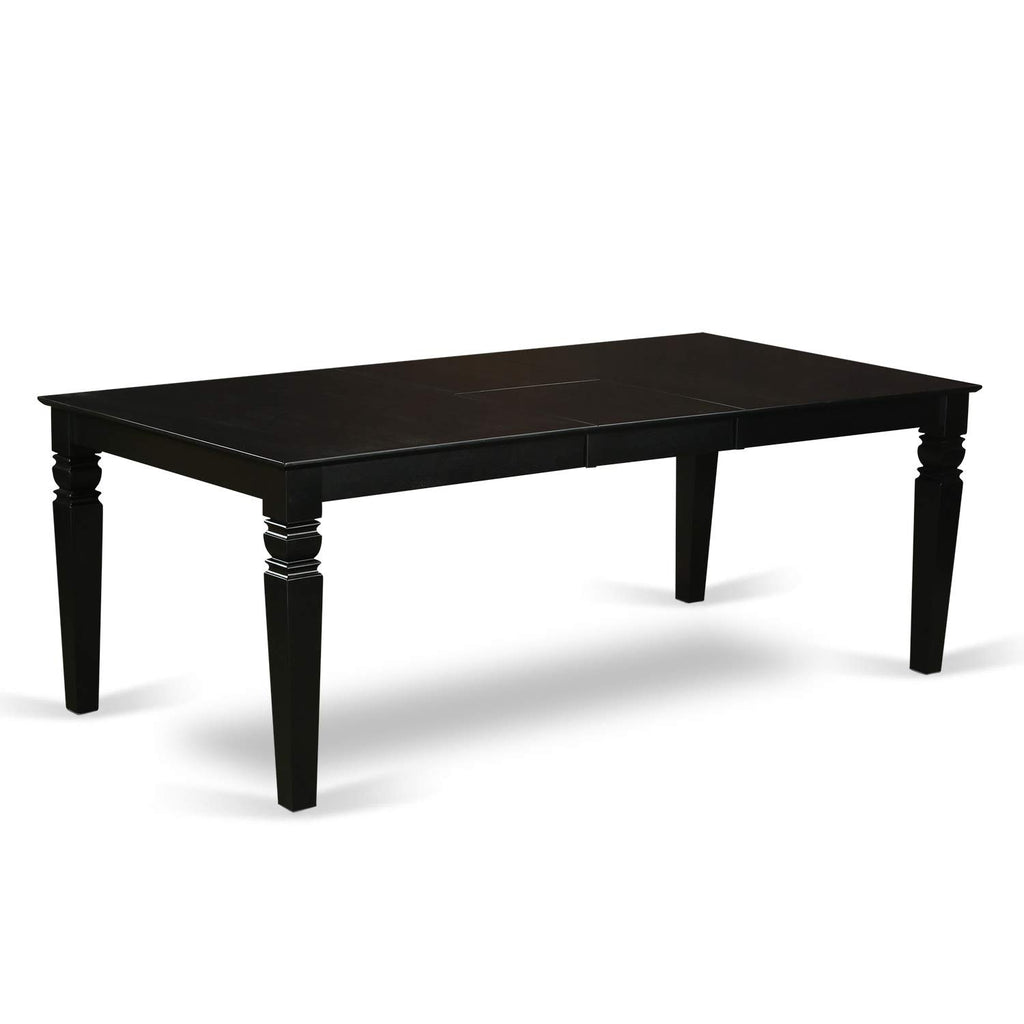 East West Furniture LGKE7-BLK-LC Logan 7 Piece Modern Set Consist of a Rectangle Wooden Table with Butterfly Leaf and 6 Faux Leather Dining Room Chairs, 42x84 Inch, Black
