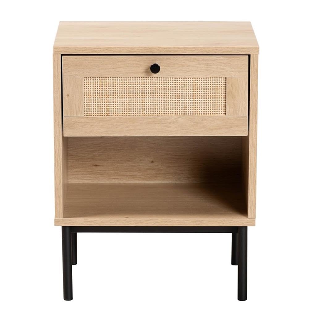 Baxton Studio Sherwin 15.7-inch W x 11.6-inch D End Table, Light Brown/Black (236-13219-HiT)