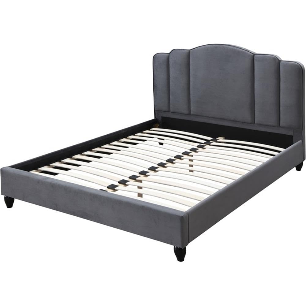 Acme Giada Channel-Tufted Fabric Eastern King Platform Bed in Charcoal