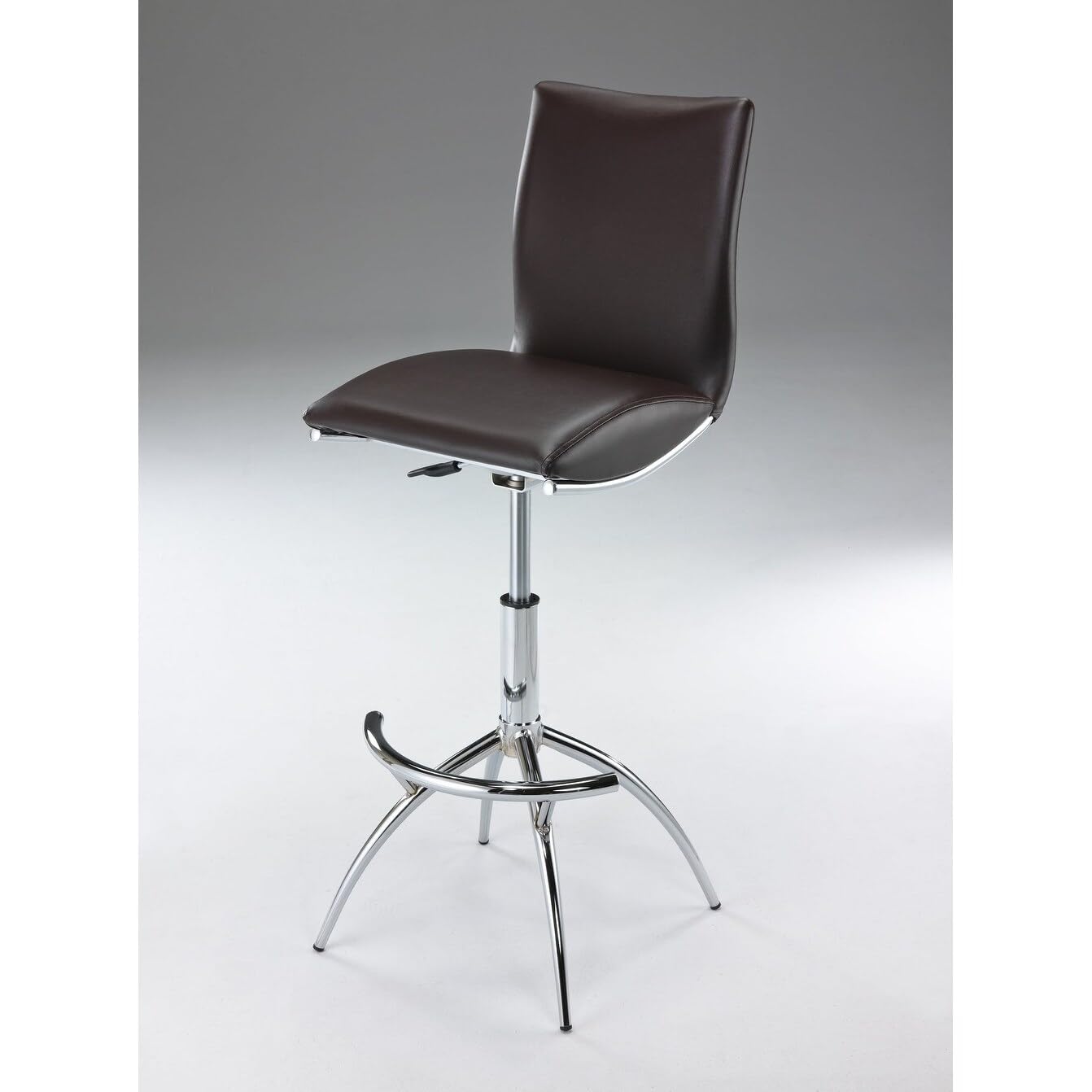 Creative Images Adjustable Swivel Faux Leather Barstool (Set of 2) Brown Poly Synthetic Fiber,Faux Leather