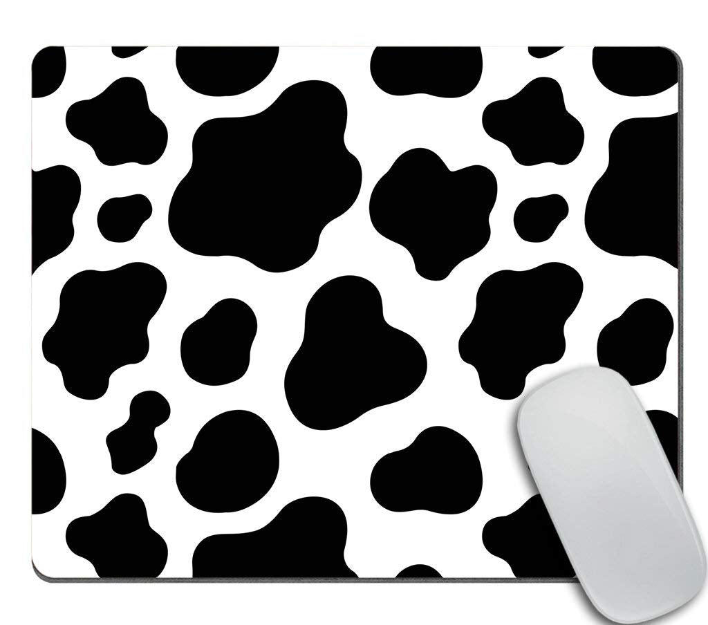 Amcove Cow Texture Pattern Mouse Pad, Office Desk Accessories, Cow Mouse Pad, Desk Decor, Funny Office Presents, Black Mousepad