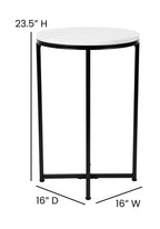 Flash Furniture Hampstead Collection End Table - Modern White Marble Finish End Table - Crisscross Matte Gold Frame
