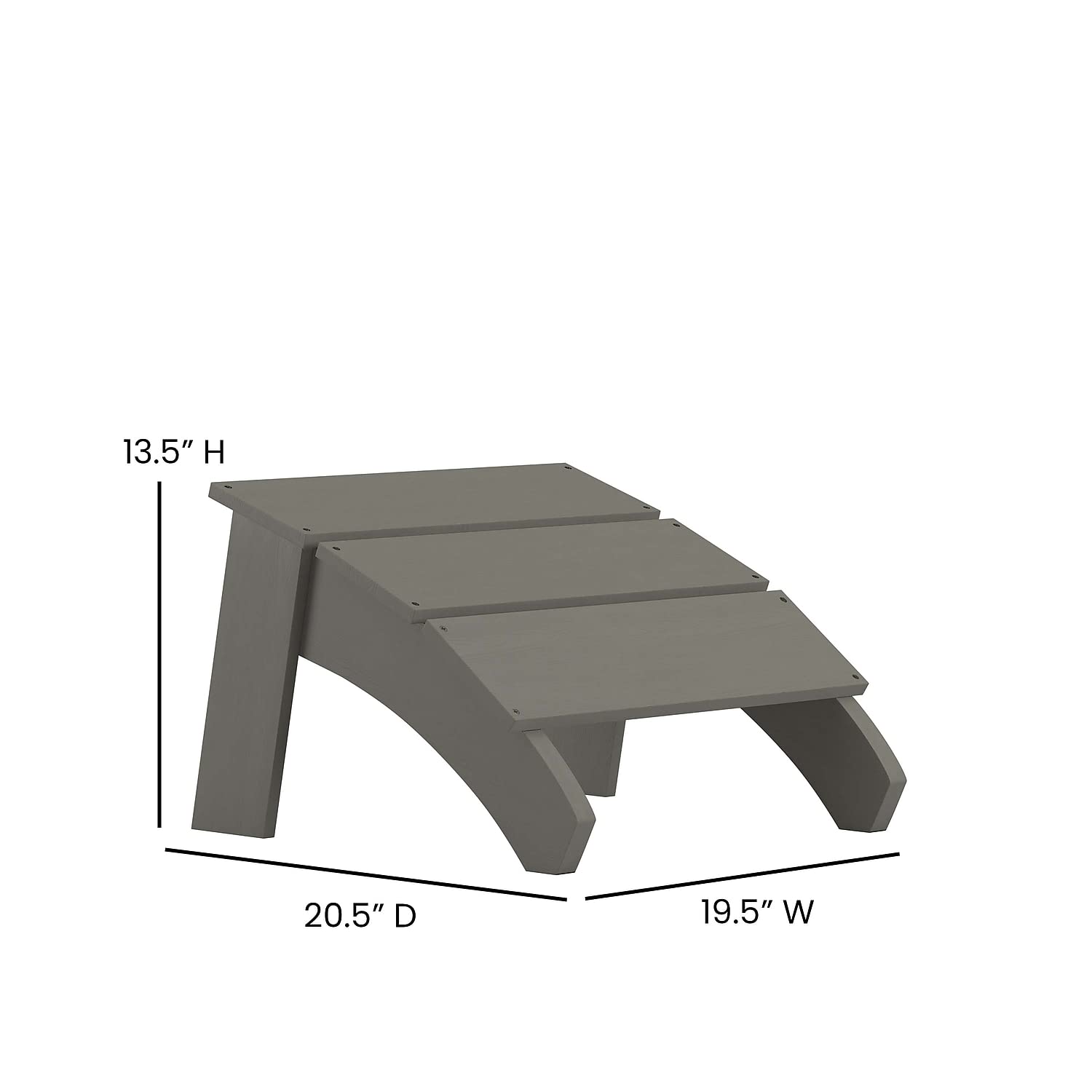 Flash Furniture Sawyer Indoor/Outdoor Commercial Grade Adirondack Ottoman - Gray All-Weather Adirondack Style Footrest