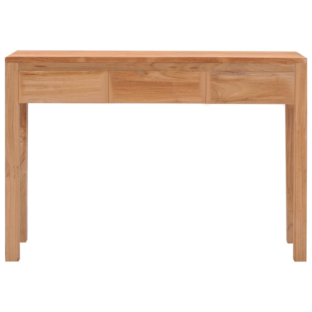 vidaXL Solid Teak Wood Console Table - Colonial, Rustic Hallway Table with Drawers, Bohemian Accent Storage Table, 43.3"x13.8"x29.5"