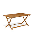 East West Furniture AECM7CANA 7 Piece Patio Bistro Dining Furniture Set Consist of a Rectangle Outdoor Acacia Wood Table and 6 Folding Arm Chairs, 36x60 Inch, Natural Oil
