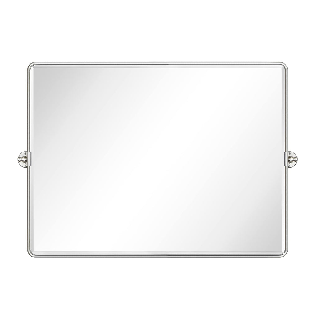 Tehome 40X30'' Brushed Nickel Horizontal Pivot Mirror 30X40'' Metal Framed Rectangle Tilting Beveled Vanity Mirrors For Wall