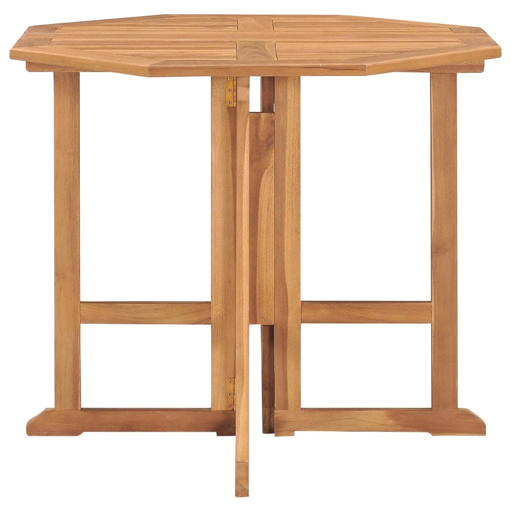 vidaXL Outdoor Dining Set, Solid Teak Wood, Foldable Design, Patio Garden Furniture Set, Includes Square Table and 4 Chairs.