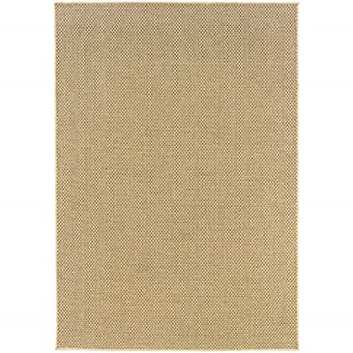 HomeRoots Polypropylene 4’x6’ Solid Sand Beige Indoor Outdoor Area Rug