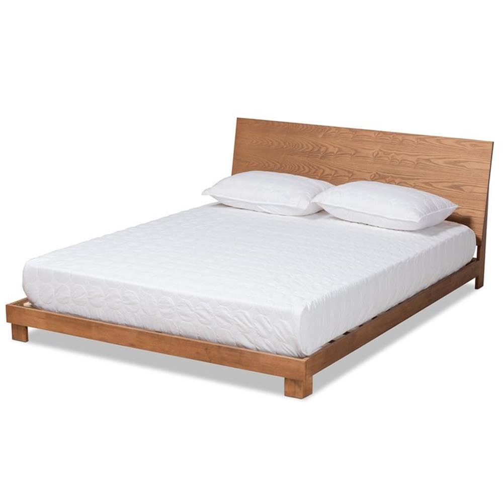 Baxton Studio Haines Modern and Contemporary Walnut Brown Finished Wood Queen Size Platform Bed
