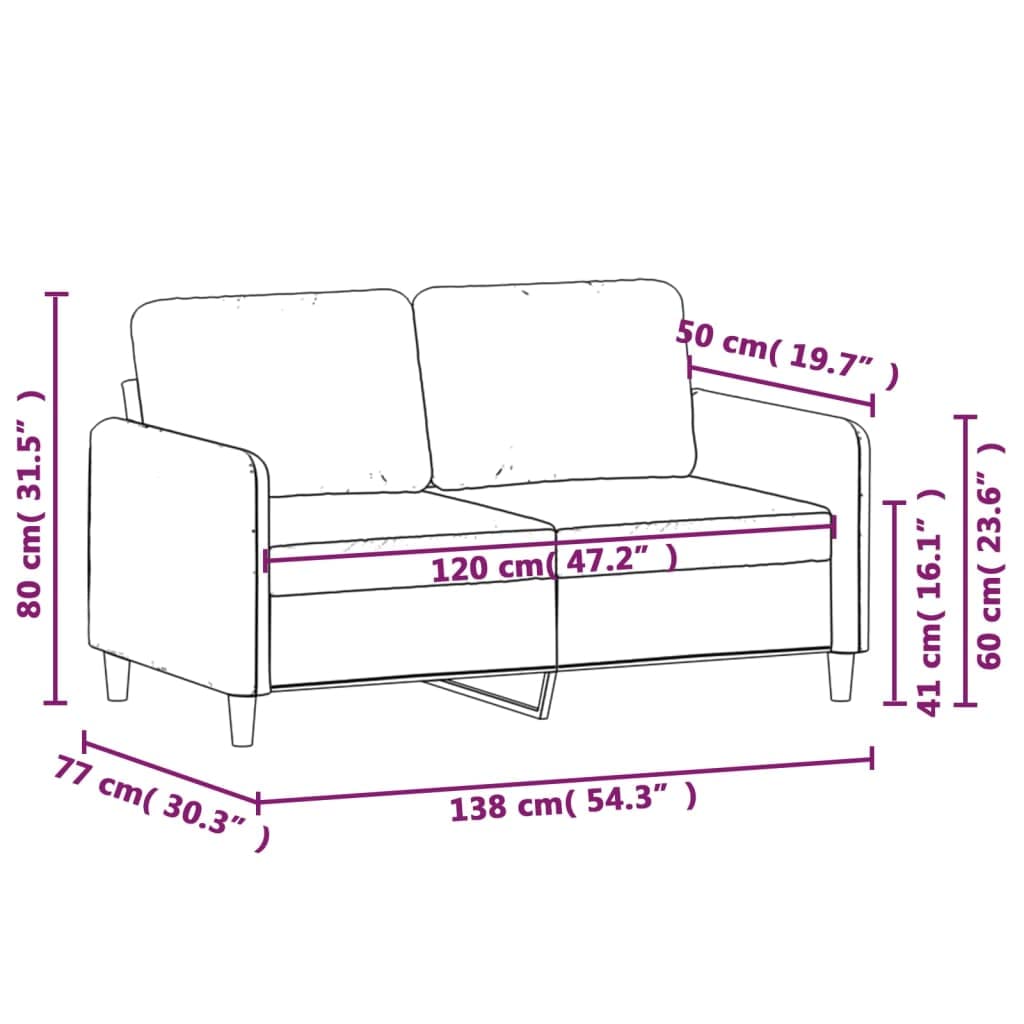 vidaXL Light Gray 2-Seater Sofa - Breathable Fabric Upholstery, Thickly Padded Seat, Armrests & Back Pillows, Modern Design, Plywood & Metal Frame Construction, Easy Assembly - Living Room Furniture