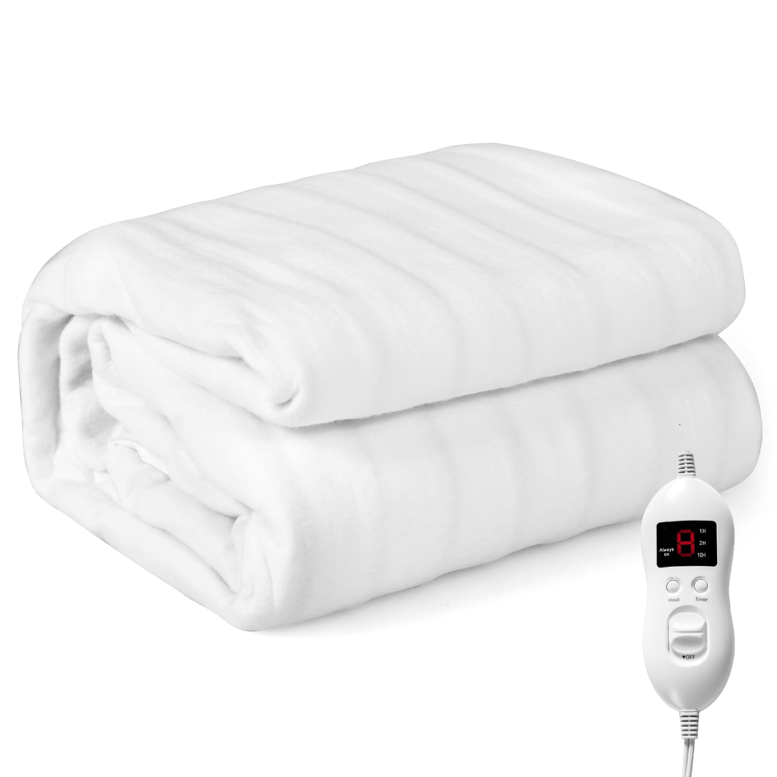Giantex Full Size Heated Mattress Pad, Electric Heat Pad W/ 8 Heat Settings & 10H Timer, Overheat Protection, Heating Bed Topper
