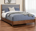 Brown and Gray Solid Wood And Linen King Bed Frame