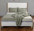 Natural and White Solid Wood And Upholstery King Bed Frame
