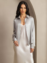 [Light Gray] SilkSilky  Long Sleeve Lapel Collar Women's Shirts 006