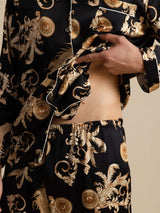 [Black Dragon] SilkSilky  Long Sleeve Lapel Collar Men's Pajamas 005