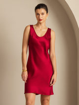 [Wine] SilkSilky  Sleeveless Scoop Neck Nightgown 001