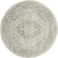8' Ivory And Gray Floral Medallion Distressed Round Rug