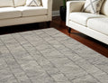 8' X 10' Gray And White Wool Abstract Area Rug