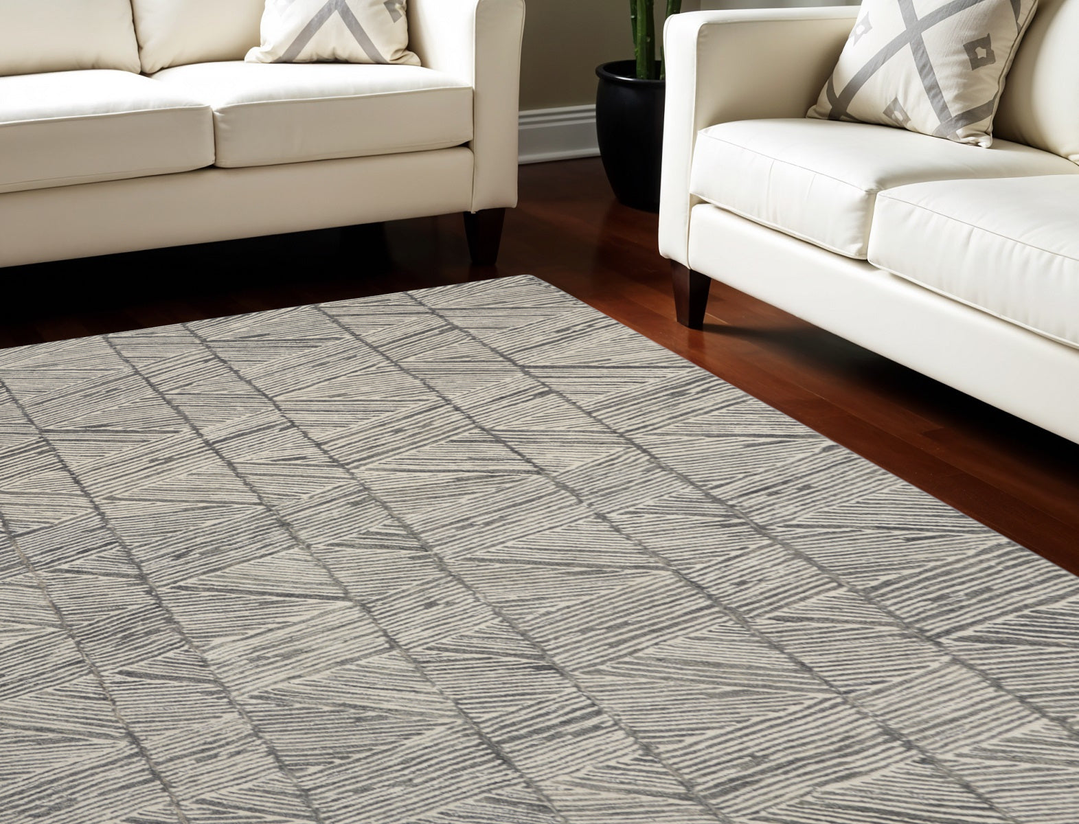 8' X 10' Gray And White Wool Abstract Area Rug