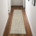 8' Beige and Gray Wool Abstract Geometric Runner Rug