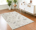 4' X 6' Beige Ivory and Gray Abstract Non Skid Area Rug