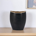 10'' Black And Gold Cast Aluminum Oval Table Vase