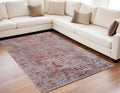 5' X 8' Red and Gray Abstract Power Loom Area Rug