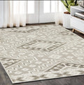 5' X 8' Beige And Brown Tribal Area Rug